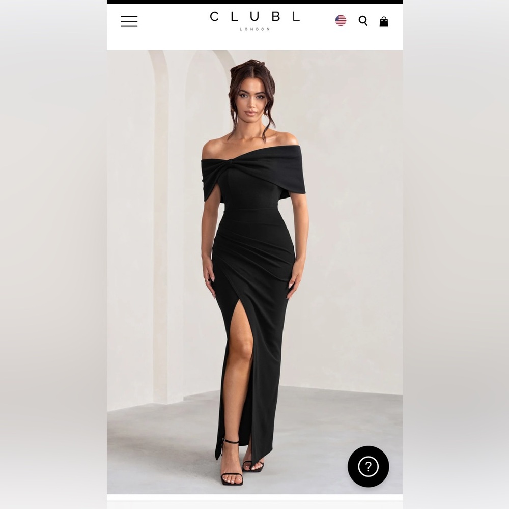 NEW TAG ON, Club London: EVA
BLACK BARDOT BOW DETAIL MAXI DRESS WITH THIGH SPLIT